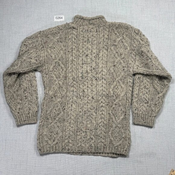 Vintage Thomas Keeling Cable Knit Sweater Speckled Wool Beige Size Chest 35" - Picture 2 of 10